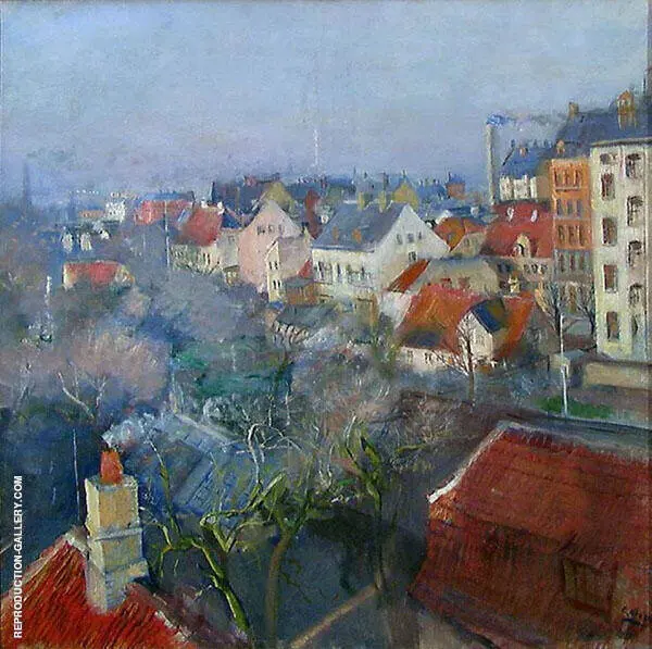 View over Frederiksberg Copenhagen 1890 By Christian Krohg