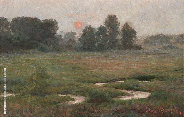 An August Sunset Prairie Dell By John Ottis Adams