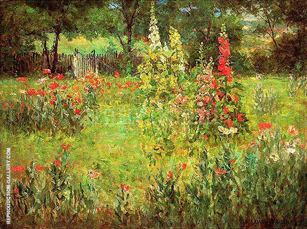 Hollyhocks and Poppies The Hermitage | Oil Painting Reproduction
