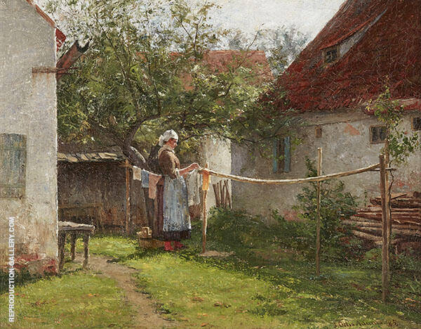 Wash Day Bavaria by John Ottis Adams | Oil Painting Reproduction