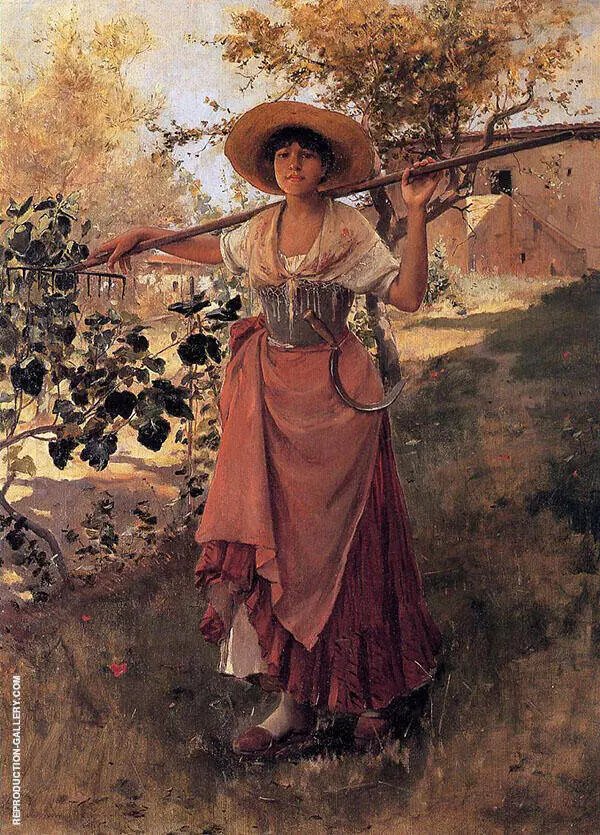 Girl with Rake c1884 By Frank Duveneck