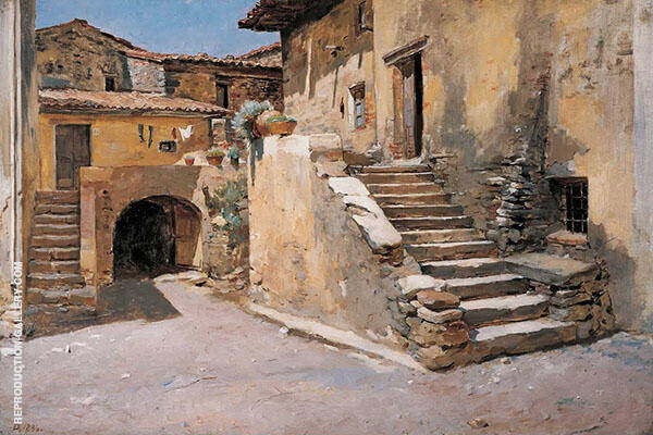 Italian Courtyard by Frank Duveneck | Oil Painting Reproduction
