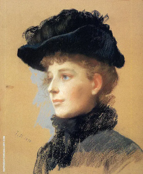 Portrait of a Woman with a Black Hat 1890 By Frank Duveneck