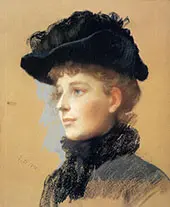 Portrait of a Woman with a Black Hat 1890 By Frank Duveneck