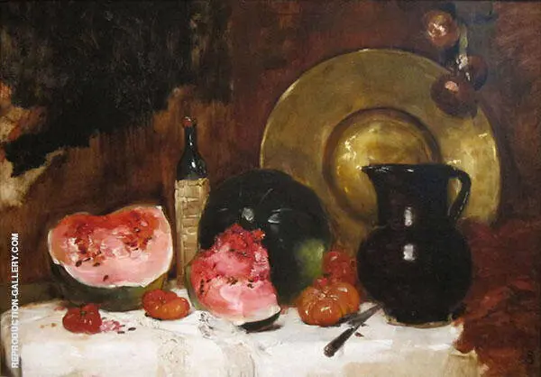 Still Life with Watermelon 1878 By Frank Duveneck
