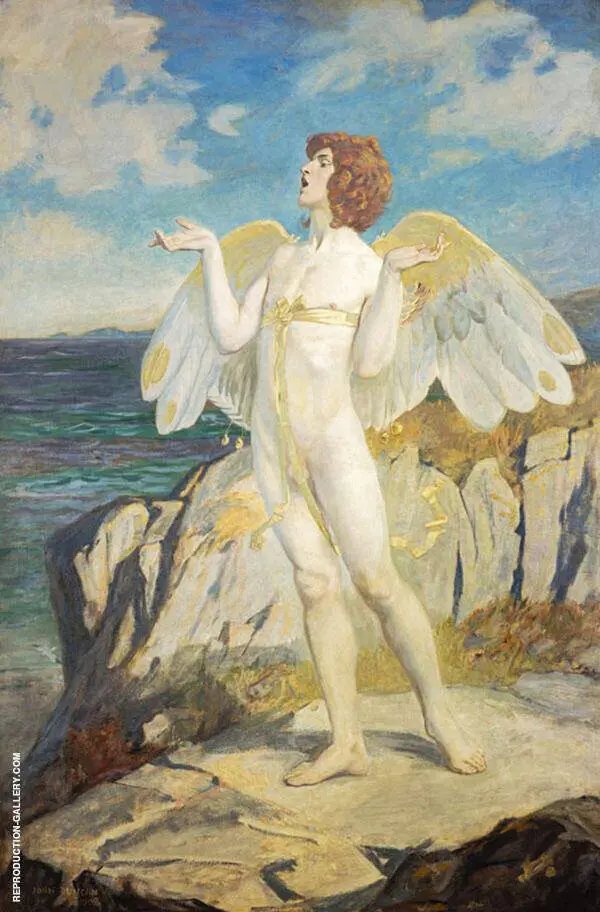 Angus Og God of Love and Courtesy Putting a Spell of Summer Calm on The Sea By John Duncan