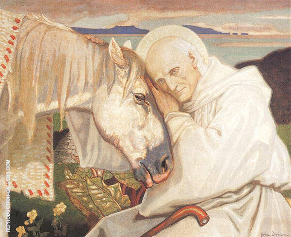 St Columba Bidding Farewell to The White Horse 1925 | Oil Painting Reproduction