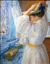 Donna che si mette il suo cappello 1901 By George Morren
