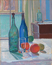 Blue and Green Bottles and Oranges By Spencer Gore