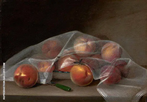 Fruit Piece with Peaches Covered by a Handkerchief 1819 By Raphaelle Peale