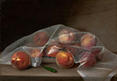 Fruit Piece with Peaches Covered by a Handkerchief 1819 By Raphaelle Peale