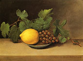 Lemon and Grapes 1818 By Raphaelle Peale