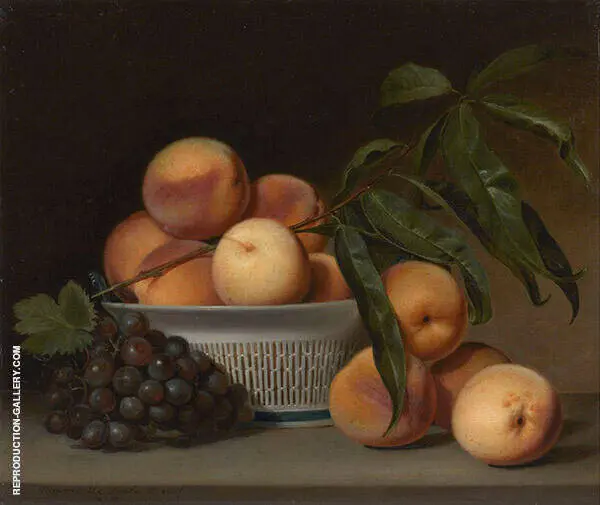 Peaches and Grapes in a Chinese Export Basket 1813 By Raphaelle Peale