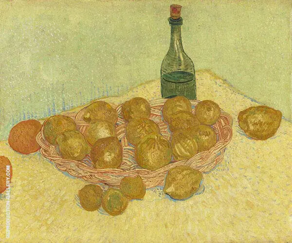 Basket of Lemons and Bottle By Vincent van Gogh