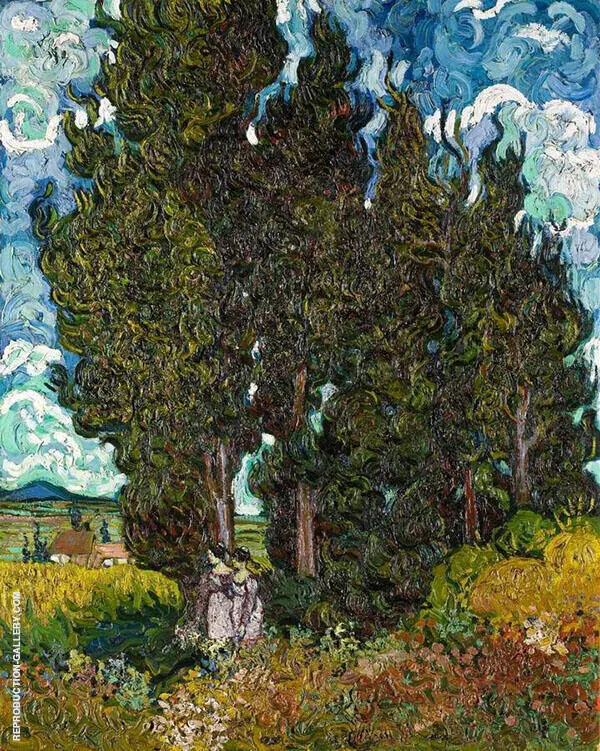 Cypresses with Two Figures 1890 By Vincent van Gogh