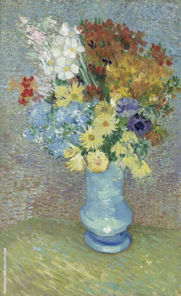 Flowers in a Blue Vase 1887 By Vincent van Gogh