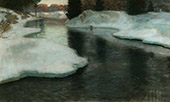 Ice at Lysakerelven By Frits Thaulow
