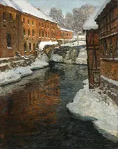 The Akerselven River in The Snow By Frits Thaulow