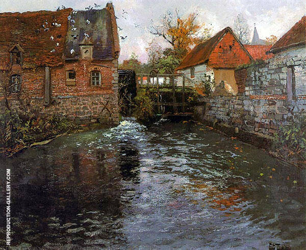 The Mill Pond by Frits Thaulow | Oil Painting Reproduction