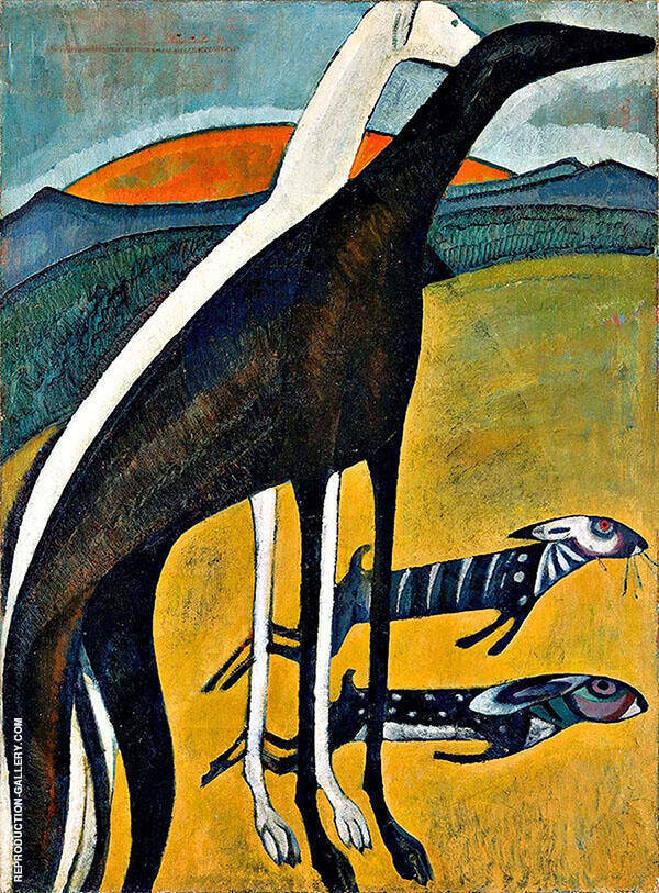 Greyhounds c1911 by Amadeo de Souza Cardoso | Oil Painting Reproduction