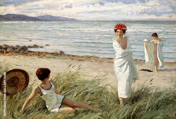 After The Swim At Hornbaek Beach Denmark By Paul Gustav Fischer