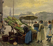 At The Vegetable Market By Paul Gustav Fischer