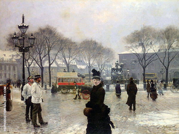 A Winters Day on Kongens Nytorv Copenhagen 1888 | Oil Painting Reproduction