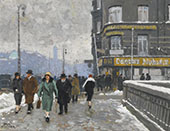 A Winter Street By Paul Gustav Fischer