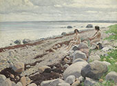 Bathers on a Beach By Paul Gustav Fischer