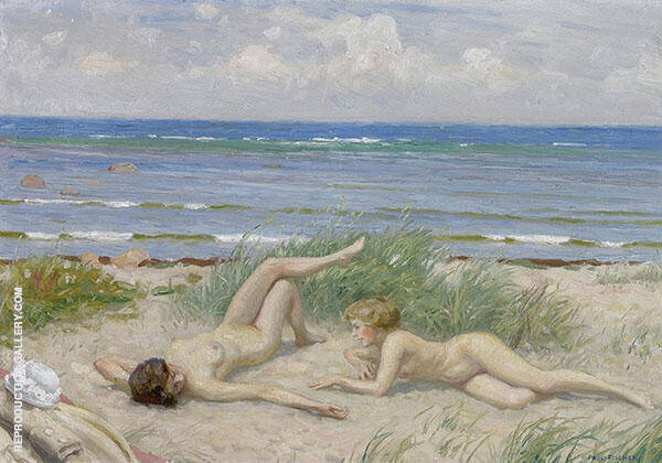 Girls on The Beach by Paul Gustav Fischer | Oil Painting Reproduction