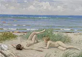 Girls on The Beach By Paul Gustav Fischer