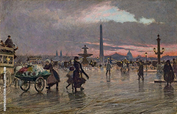 La Place de la Concorde by Paul Gustav Fischer | Oil Painting Reproduction