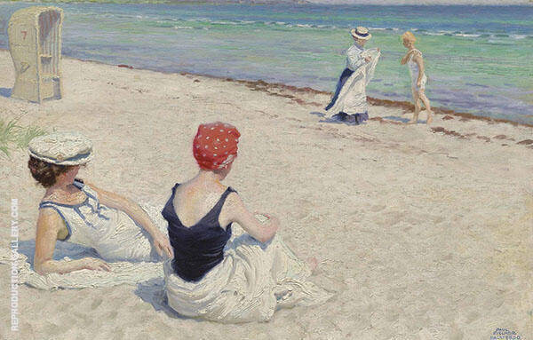 On The Beach by Paul Gustav Fischer | Oil Painting Reproduction