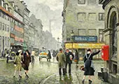 Street Scene Copenhagen By Paul Gustav Fischer