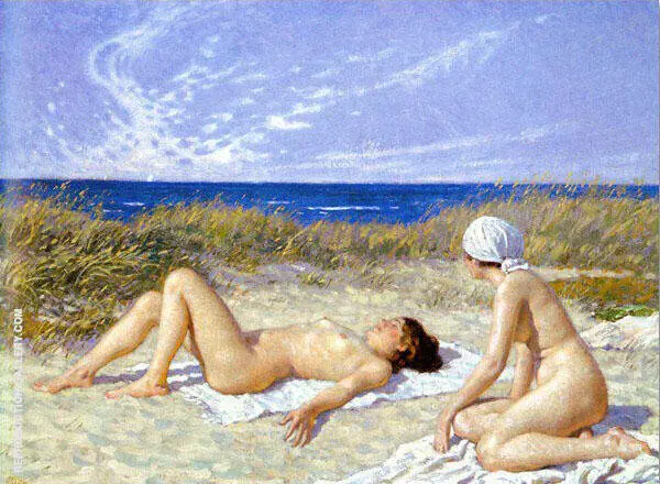 Sunbathing on The Dunes By Paul Gustav Fischer