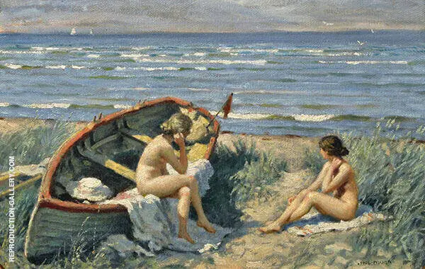 The Beach at Bastad By Paul Gustav Fischer