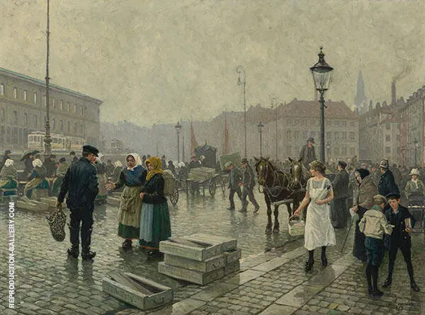 The Fish Market at Gammelstrand Copenhagen By Paul Gustav Fischer