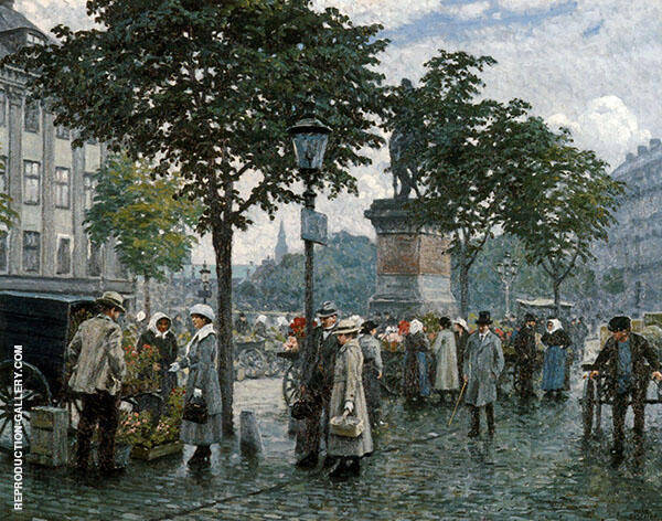 The Flower Market by Paul Gustav Fischer | Oil Painting Reproduction