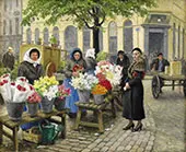 The Flower Market at Hojbro Plads Copenhagen By Paul Gustav Fischer
