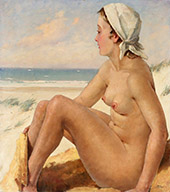 Bather at The Beach By Paul Gustav Fischer