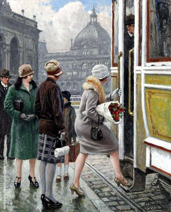 Tram Stop By Paul Gustav Fischer