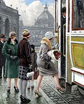 Tram Stop By Paul Gustav Fischer
