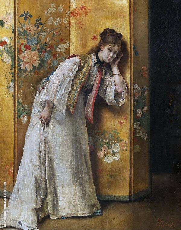 Inquisitive by Alfred Stevens | Oil Painting Reproduction