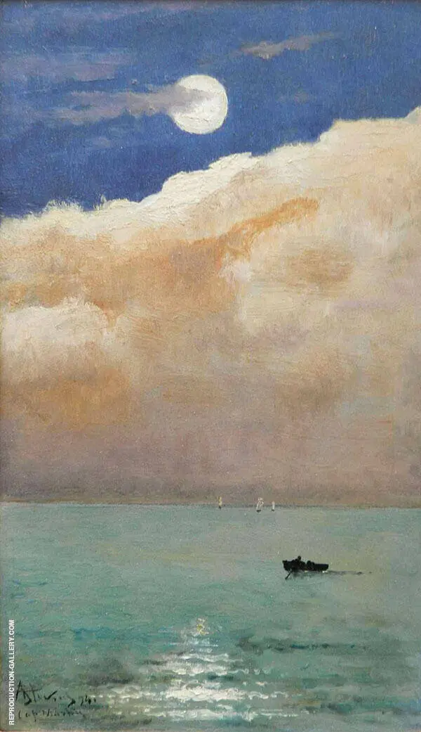 Moonlit Seascape at Cap Martin 1892 By Alfred Stevens