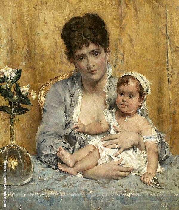 Mother and Child by Alfred Stevens | Oil Painting Reproduction