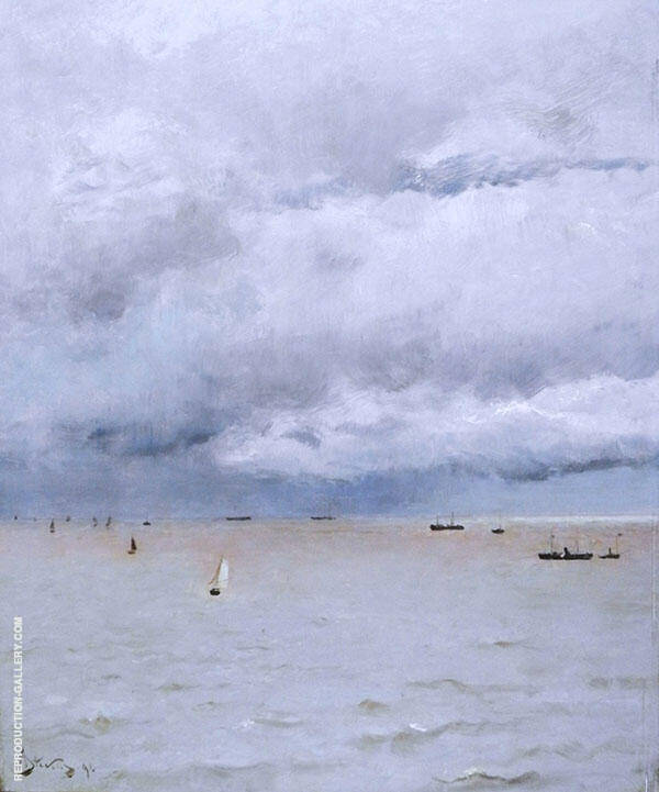 Seascape Honfleur by Alfred Stevens | Oil Painting Reproduction