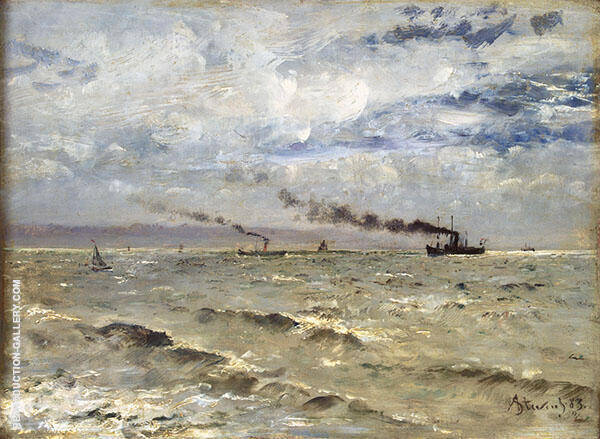 Seascape with Ships 1883 by Alfred Stevens | Oil Painting Reproduction