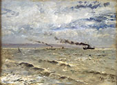 Seascape with Ships 1883 By Alfred Stevens