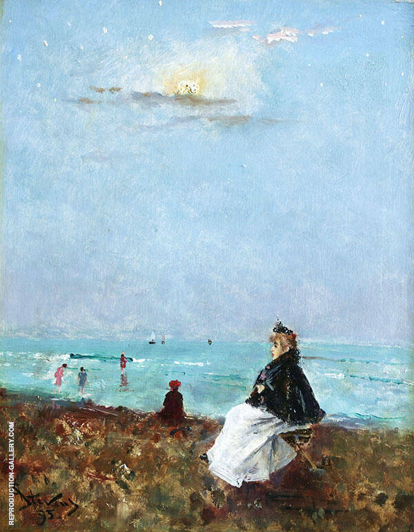 Sur le Plage 1895 by Alfred Stevens | Oil Painting Reproduction