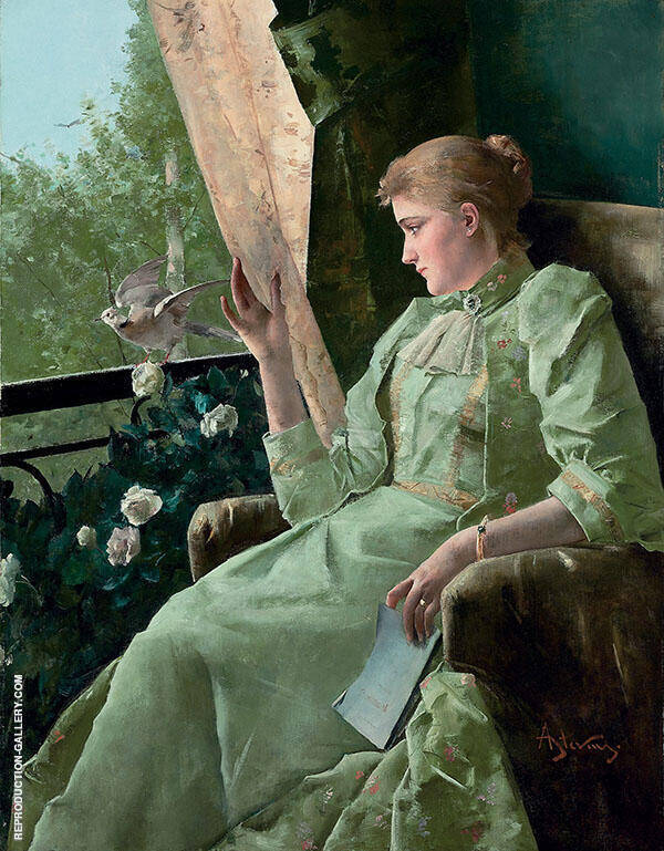 Symphony in Green by Alfred Stevens | Oil Painting Reproduction